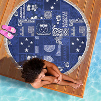 Blue Samoa Manuia Le Kerisimasi Beach Blanket Pacific Patchwork Xmas Vibes - Polynesian Pride