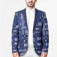 Blue Samoa Manuia Le Kerisimasi Blazer Pacific Patchwork Xmas Vibes - Polynesian Pride