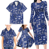 Blue Samoa Manuia Le Kerisimasi Family Matching Long Sleeve Bodycon Dress and Hawaiian Shirt Pacific Patchwork Xmas Vibes LT9 - Polynesian Pride