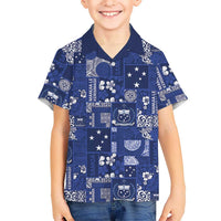 Blue Samoa Manuia Le Kerisimasi Family Matching Mermaid Dress and Hawaiian Shirt Pacific Patchwork Xmas Vibes LT9 Son's Shirt Blue - Polynesian Pride