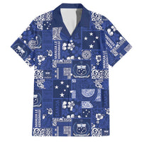 Blue Samoa Manuia Le Kerisimasi Family Matching Off The Shoulder Long Sleeve Dress and Hawaiian Shirt Pacific Patchwork Xmas Vibes LT9 Dad's Shirt - Short Sleeve Blue - Polynesian Pride