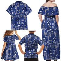 Blue Samoa Manuia Le Kerisimasi Family Matching Off Shoulder Maxi Dress and Hawaiian Shirt Pacific Patchwork Xmas Vibes LT9 - Polynesian Pride