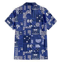 Blue Samoa Manuia Le Kerisimasi Family Matching Off Shoulder Maxi Dress and Hawaiian Shirt Pacific Patchwork Xmas Vibes LT9 - Polynesian Pride