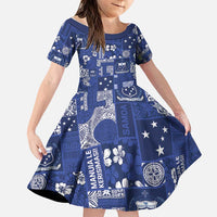Blue Samoa Manuia Le Kerisimasi Family Matching Summer Maxi Dress and Hawaiian Shirt Pacific Patchwork Xmas Vibes LT9 Daughter's Dress Blue - Polynesian Pride
