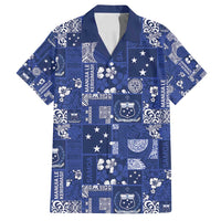 Blue Samoa Manuia Le Kerisimasi Family Matching Summer Maxi Dress and Hawaiian Shirt Pacific Patchwork Xmas Vibes LT9 Dad's Shirt - Short Sleeve Blue - Polynesian Pride