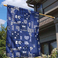 Blue Samoa Manuia Le Kerisimasi Garden Flag Pacific Patchwork Xmas Vibes - Polynesian Pride