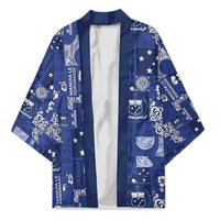 Blue Samoa Manuia Le Kerisimasi Kimono Pacific Patchwork Xmas Vibes - Polynesian Pride