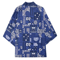 Blue Samoa Manuia Le Kerisimasi Kimono Pacific Patchwork Xmas Vibes - Polynesian Pride