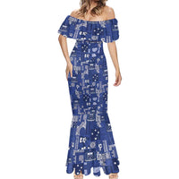 Blue Samoa Manuia Le Kerisimasi Mermaid Dress Pacific Patchwork Xmas Vibes - Polynesian Pride
