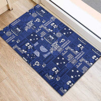 Blue Samoa Manuia Le Kerisimasi Rubber Doormat Pacific Patchwork Xmas Vibes - Polynesian Pride