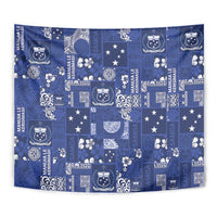 Blue Samoa Manuia Le Kerisimasi Tapestry Pacific Patchwork Xmas Vibes - Polynesian Pride