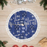 Blue Samoa Manuia Le Kerisimasi Tree Skirt Pacific Patchwork Xmas Vibes - Polynesian Pride