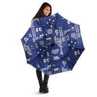 Blue Samoa Manuia Le Kerisimasi Umbrella Pacific Patchwork Xmas Vibes - Polynesian Pride