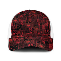 Dark Samoa Manuia Le Kerisimasi Baseball Net Cap Pacific Patchwork Xmas Vibes - Polynesian Pride