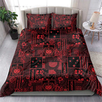 Dark Samoa Manuia Le Kerisimasi Bedding Set Pacific Patchwork Xmas Vibes - Polynesian Pride