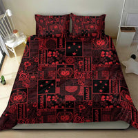 Dark Samoa Manuia Le Kerisimasi Bedding Set Pacific Patchwork Xmas Vibes - Polynesian Pride