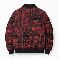 Dark Samoa Manuia Le Kerisimasi Bomber Puffer Jacket Pacific Patchwork Xmas Vibes - Polynesian Pride