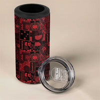 Dark Samoa Manuia Le Kerisimasi 4 in 1 Can Cooler Tumbler Pacific Patchwork Xmas Vibes - Polynesian Pride