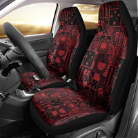 Dark Samoa Manuia Le Kerisimasi Car Seat Cover Pacific Patchwork Xmas Vibes - Polynesian Pride