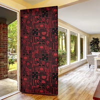 Dark Samoa Manuia Le Kerisimasi Door Cover Pacific Patchwork Xmas Vibes - Polynesian Pride