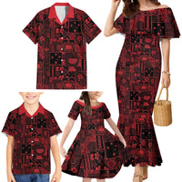 Dark Samoa Manuia Le Kerisimasi Family Matching Mermaid Dress and Hawaiian Shirt Pacific Patchwork Xmas Vibes LT9 - Polynesian Pride