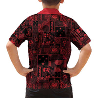 Dark Samoa Manuia Le Kerisimasi Family Matching Off The Shoulder Long Sleeve Dress and Hawaiian Shirt Pacific Patchwork Xmas Vibes LT9 - Polynesian Pride