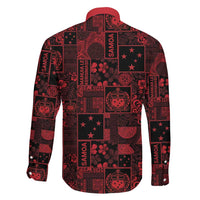 Dark Samoa Manuia Le Kerisimasi Family Matching Off The Shoulder Long Sleeve Dress and Hawaiian Shirt Pacific Patchwork Xmas Vibes LT9 - Polynesian Pride