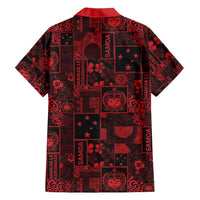 Dark Samoa Manuia Le Kerisimasi Family Matching Off Shoulder Short Dress and Hawaiian Shirt Pacific Patchwork Xmas Vibes LT9 - Polynesian Pride