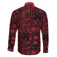 Dark Samoa Manuia Le Kerisimasi Family Matching Off Shoulder Short Dress and Hawaiian Shirt Pacific Patchwork Xmas Vibes - Polynesian Pride