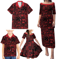 Dark Samoa Manuia Le Kerisimasi Family Matching Puletasi and Hawaiian Shirt Pacific Patchwork Xmas Vibes LT9 - Polynesian Pride