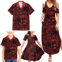 Dark Samoa Manuia Le Kerisimasi Family Matching Summer Maxi Dress and Hawaiian Shirt Pacific Patchwork Xmas Vibes LT9 - Polynesian Pride