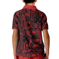 Dark Samoa Manuia Le Kerisimasi Kid Polo Shirt Pacific Patchwork Xmas Vibes - Polynesian Pride