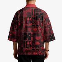 Dark Samoa Manuia Le Kerisimasi Kimono Pacific Patchwork Xmas Vibes - Polynesian Pride