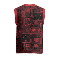 Dark Samoa Manuia Le Kerisimasi Christmas Knitted V-Neck Vest Pacific Patchwork Xmas Vibes - Polynesian Pride
