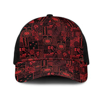 Dark Samoa Manuia Le Kerisimasi Mesh Trucker Cap Pacific Patchwork Xmas Vibes - Polynesian Pride