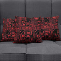 Dark Samoa Manuia Le Kerisimasi Pillow Cover Pacific Patchwork Xmas Vibes - Polynesian Pride