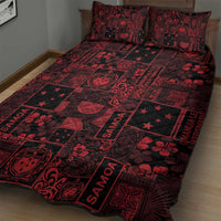 Dark Samoa Manuia Le Kerisimasi Quilt Bed Set Pacific Patchwork Xmas Vibes - Polynesian Pride