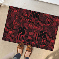 Dark Samoa Manuia Le Kerisimasi Rubber Doormat Pacific Patchwork Xmas Vibes - Polynesian Pride