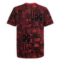 Dark Samoa Manuia Le Kerisimasi Rugby Jersey Pacific Patchwork Xmas Vibes LT9 - Polynesian Pride