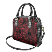 Dark Samoa Manuia Le Kerisimasi Shoulder Handbag Pacific Patchwork Xmas Vibes - Polynesian Pride