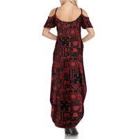 Dark Samoa Manuia Le Kerisimasi Summer Maxi Dress Pacific Patchwork Xmas Vibes - Polynesian Pride