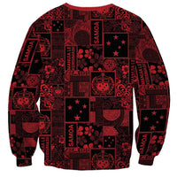 Dark Samoa Manuia Le Kerisimasi Sweatshirt Pacific Patchwork Xmas Vibes - Polynesian Pride