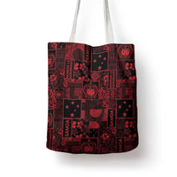 Dark Samoa Manuia Le Kerisimasi Tote Bag Pacific Patchwork Xmas Vibes - Polynesian Pride