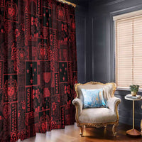 Dark Samoa Manuia Le Kerisimasi Window Curtain Pacific Patchwork Xmas Vibes - Polynesian Pride