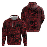 Dark Samoa Manuia Le Kerisimasi Zip Hoodie Pacific Patchwork Xmas Vibes - Polynesian Pride