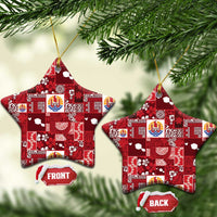 Tahiti Oaoa I Teie Noera Ceramic Ornament Pacific Patchwork Xmas Vibes - Polynesian Pride