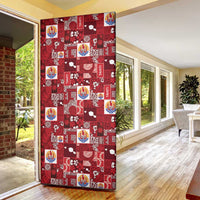 Tahiti Oaoa I Teie Noera Door Cover Pacific Patchwork Xmas Vibes - Polynesian Pride