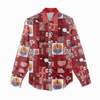 Tahiti Oaoa I Teie Noera Women Casual Shirt Pacific Patchwork Xmas Vibes - Polynesian Pride