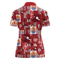 Tahiti Oaoa I Teie Noera Women Polo Shirt Pacific Patchwork Xmas Vibes - Polynesian Pride