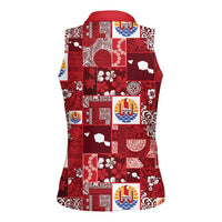 Tahiti Oaoa I Teie Noera Women Sleeveless Polo Shirt Pacific Patchwork Xmas Vibes - Polynesian Pride